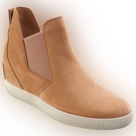 Sorel Shoes - Sorel Out 'N' About Slip-On Wedge Booties for Ladies Tawny Buff/Chalk 8